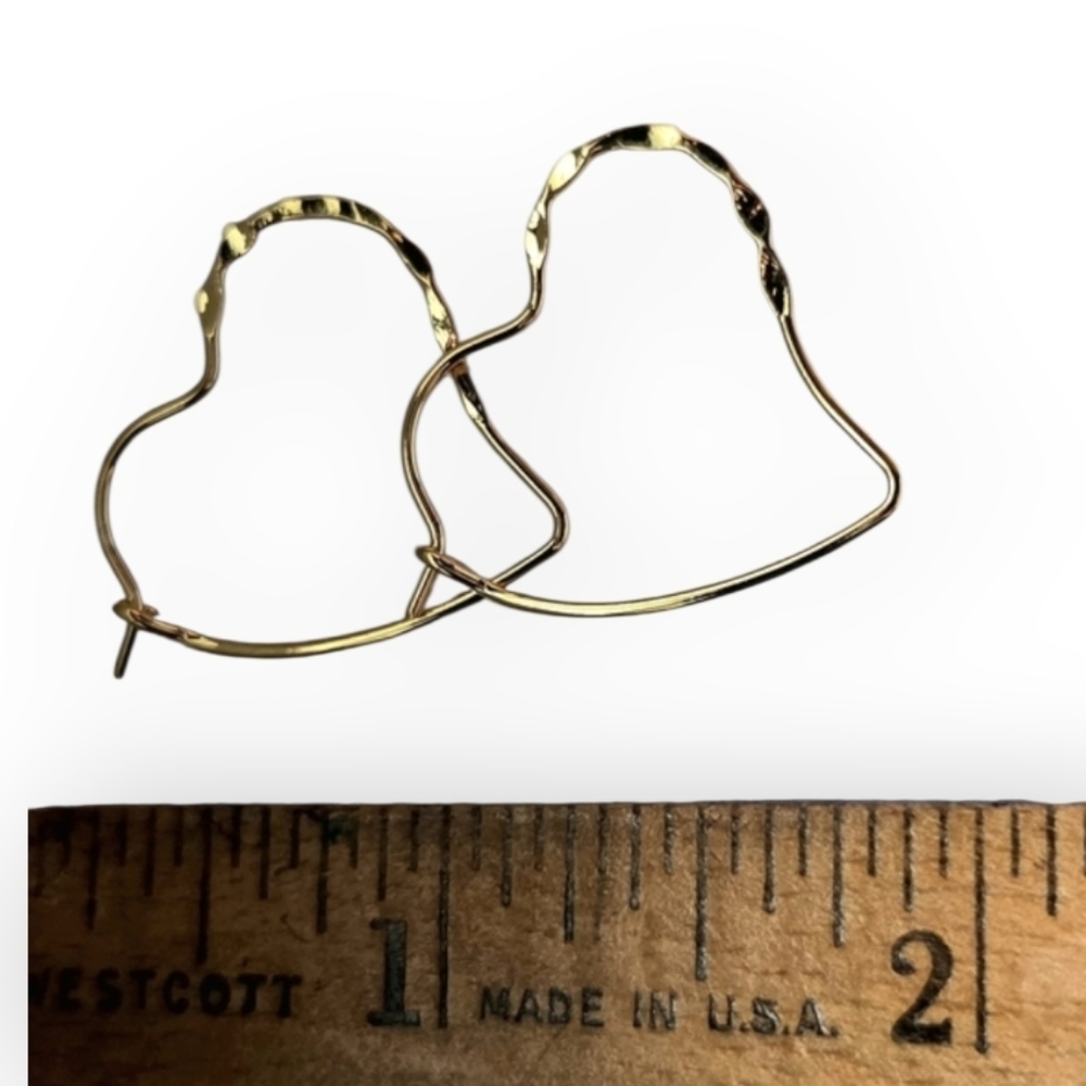 3/$30 NEW 16k Gold Plated Heart-Shaped Hoop Earrings